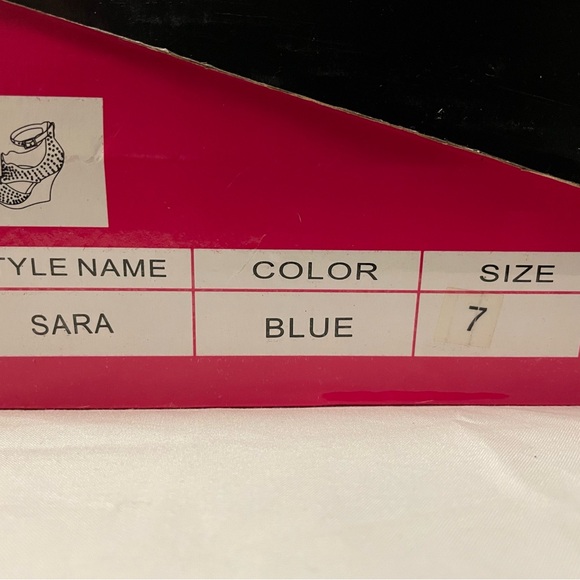 Alba Blue and Silver Wedge Heels with Rhinestone Embellishments - Picture 3 of 7